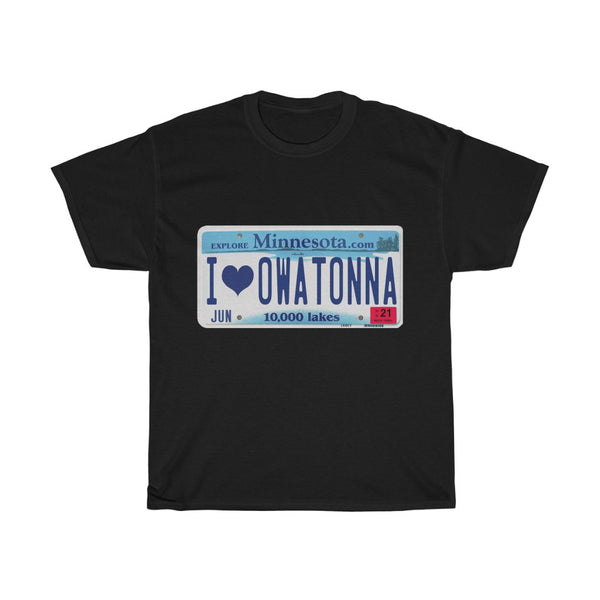 I Love Owatonna License Plate Unisex Heavy Cotton Tee