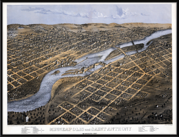 Minneapolis and Saint Anthony, Minnesota 1867 Framed Print