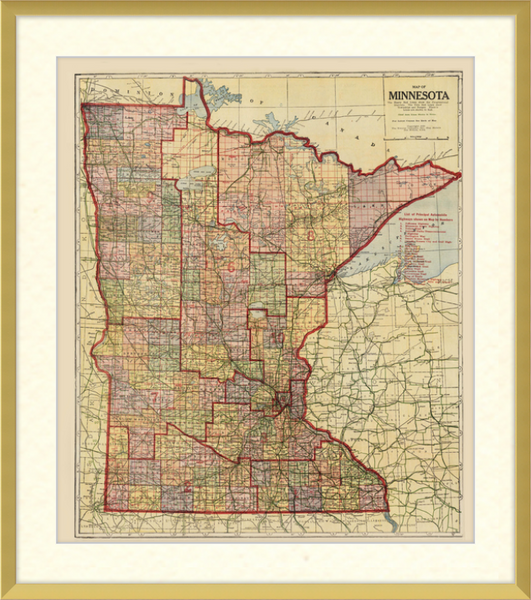 1920 State of Minnesota Map Print