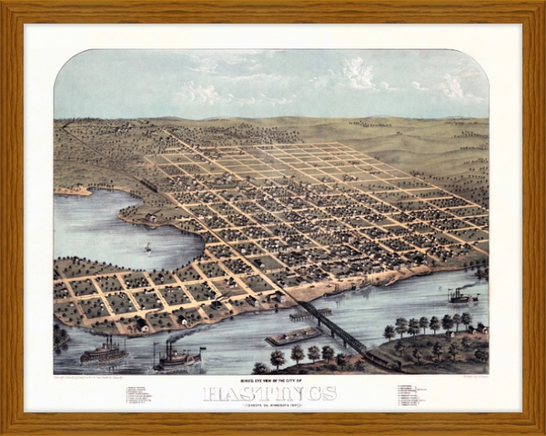 Birds-eye View of Hastings Minnesota 1867 Framed Print
