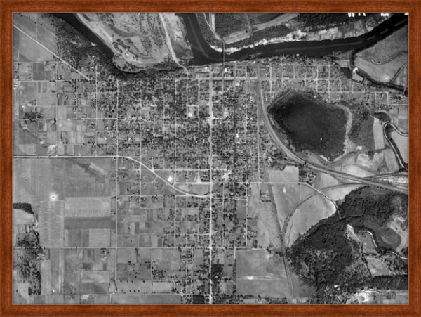 Aerial photo of Hastings Minnesota from 1937 Framed Print