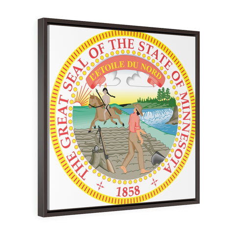 Minnesota State Seal Square Framed Premium Gallery Wrap Canvas