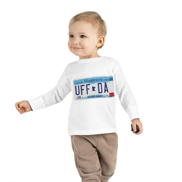 Uffda Minnesota License Plate Toddler Long Sleeve Tee