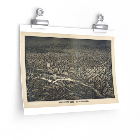 Historic Birds-eye view of Minneapolis, Minnesota, from 1885 poster