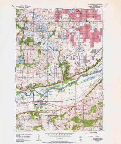 USGS Map of the Bloomington, Minnesota Area in 1954 Print
