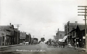 Street scene, Nicollet, Minnesota, 1910 Postcard Reproduction