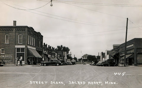 Street scene, Sacred Heart, Minnesota, 1940s Print