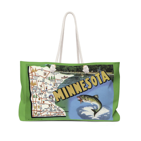 1950s Vintage Minnesota State Map Weekender Bag