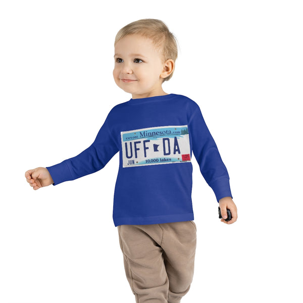 Uffda Minnesota License Plate Toddler Long Sleeve Tee