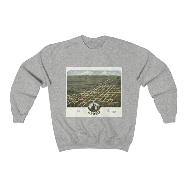 Birds-eye View of New Ulm Minnesota 1870 Unisex Heavy Blend™ Crewneck Sweatshirt