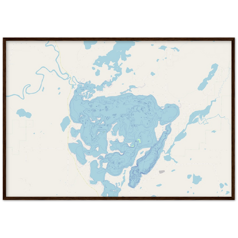 Wood Framed Lake Depth Map Print