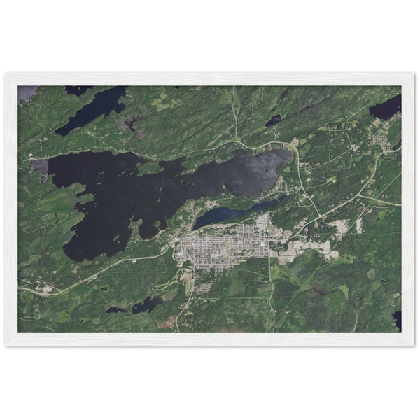 Shagawa Lake Wood Framed Aerial Photo Print (Ely, Minnesota)