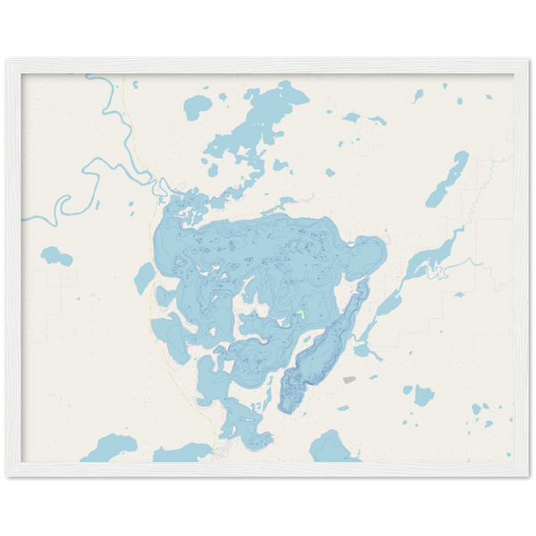 Wood Framed Lake Depth Map Print