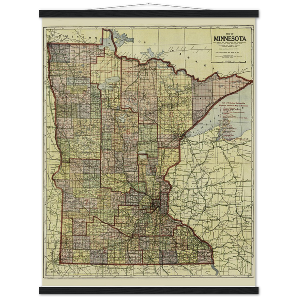 1920 State of Minnesota Map Classic Matte Paper Poster & Hanger