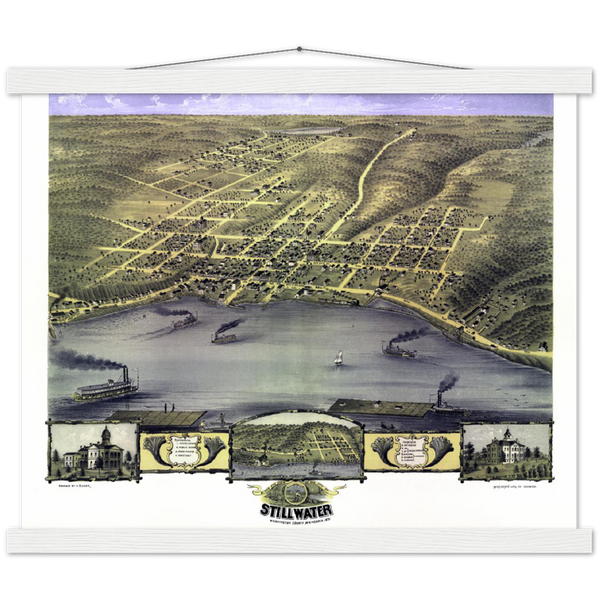 Bird's eye view of the city of Stillwater, Washington County, Minnesota 1870 Premium Matte Paper Poster & Hanger