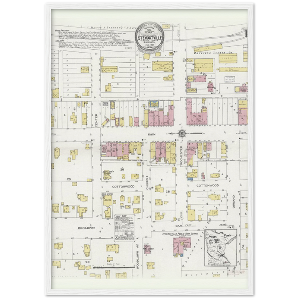 1927 Stewartville Map Archival Matte Paper Wooden Framed Poster