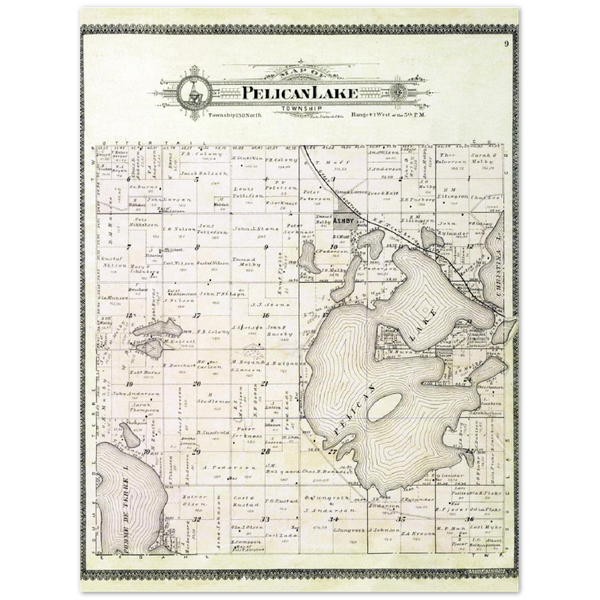 Plat map of Pelican Lake Township in Grant County, Minnesota, from 1900 Premium Matte Paper Poster