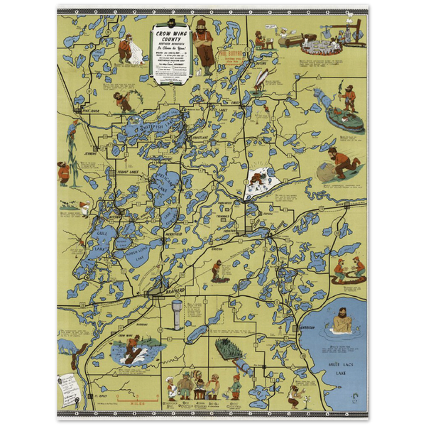 Crow Wing County Minnesota 1946 Map Archival Matte Paper Poster