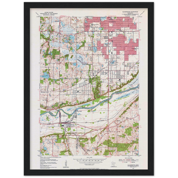 USGS Map of the Bloomington, Minnesota Area in 1954 Archival Matte Paper Wooden Framed Poster