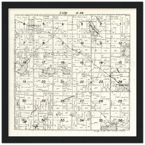 Plat map of Ben Wade Township in Pope County, Minnesota, 1916 Wooden Framed Poster