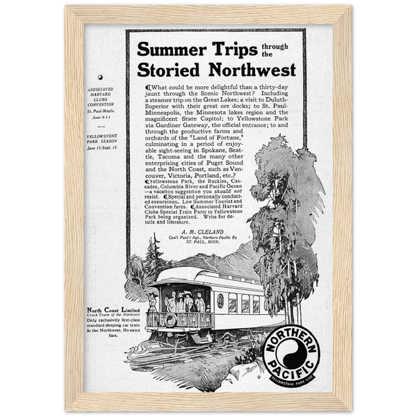 Northern Pacific Railroad 1911 Ad Classic Matte Paper Wooden Framed Poster