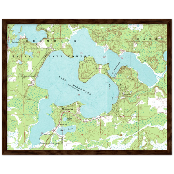 Lake Minnewawa Area Wood Framed Topographic Map (McGregor, Minnesota)