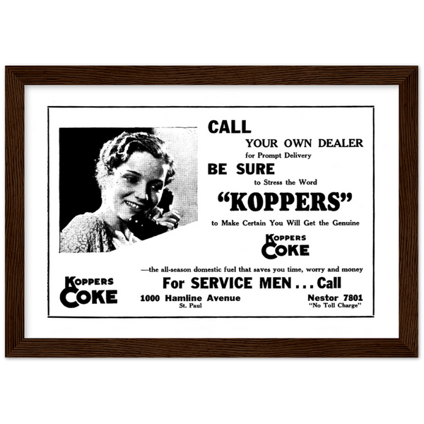 1948 Coal Ad Wooden Framed Poster