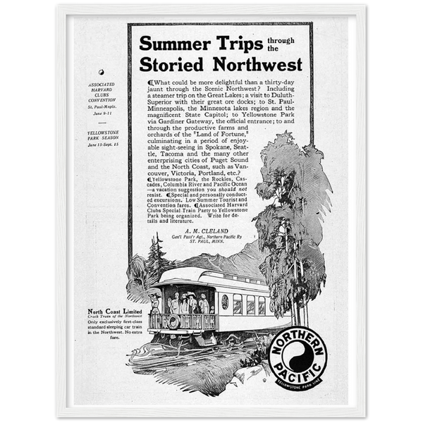 Northern Pacific Railroad 1911 Ad Classic Matte Paper Wooden Framed Poster