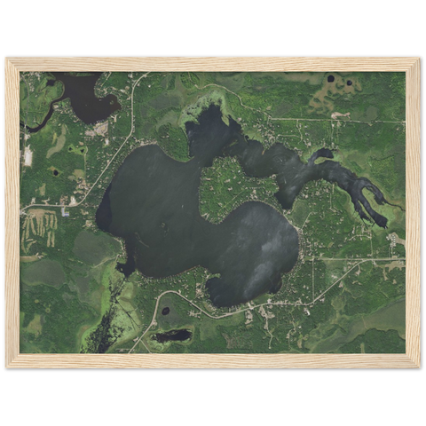 Lake Minnewawa Aerial Photo in Wood Frame (McGregor, Minnesota)