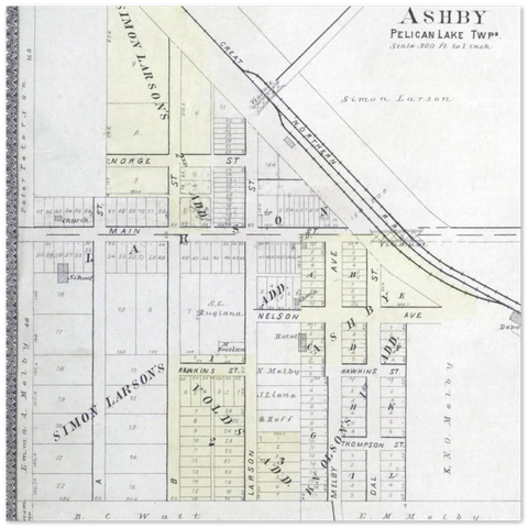 Plat Map of Ashby, Minnesota from 1900 Premium Matte Paper Poster