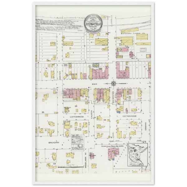 1927 Stewartville Map Archival Matte Paper Wooden Framed Poster