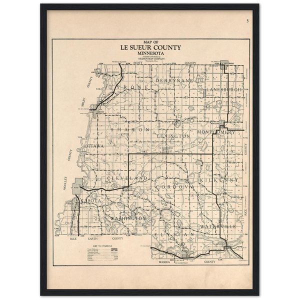 Le Sueur County Minnesota 1928 Wooden Framed Poster