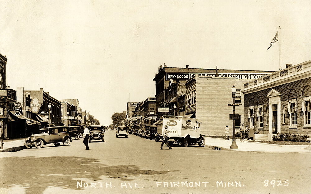 North Avenue, Fairmont Minnesota, 1928, postcard reproduction