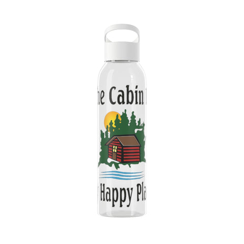 The Cabin Is My Happy Place Sky Water Bottle