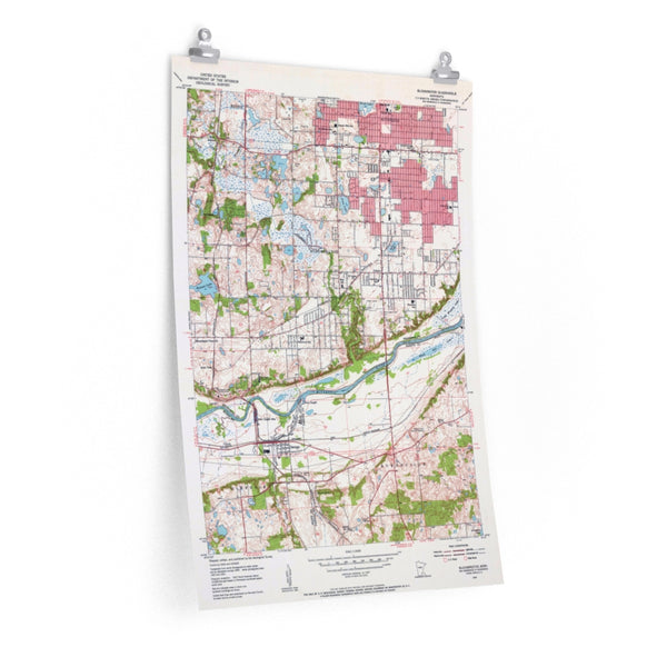 USGS Map of the Bloomington, Minnesota Area in 1954 Premium Matte vertical posters
