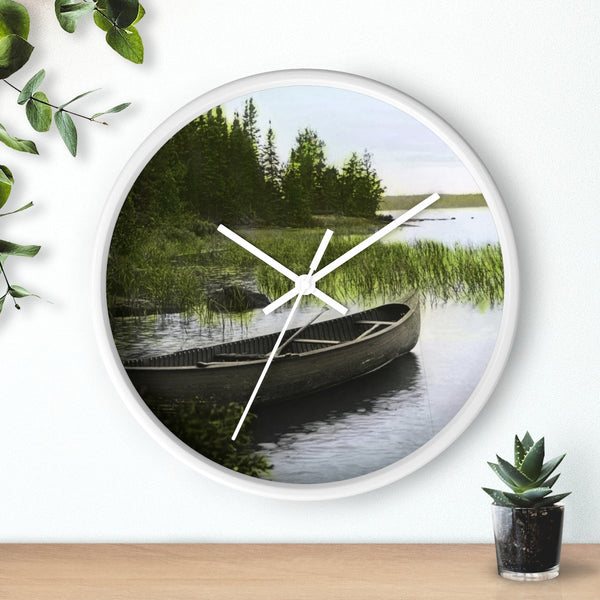 Canoe scene on Lake Isabella 1920s Wall clock