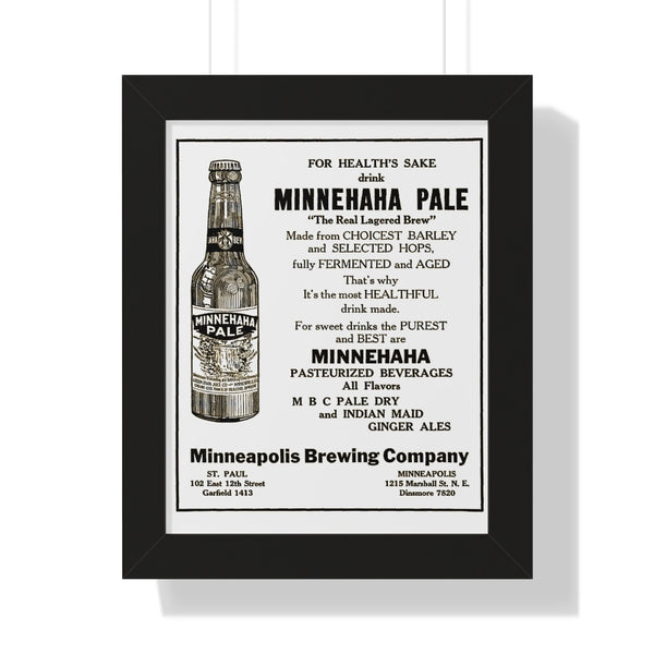1927 Minnehaha Pale Ale Advertisement Framed Vertical Poster