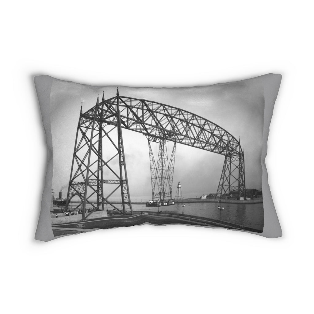 Aerial Bridge, Duluth Minnesota, 1905 Spun Polyester Lumbar Pillow