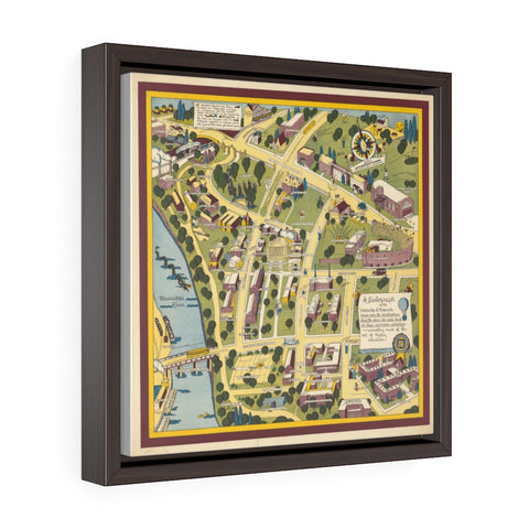 1935 Cartograph of the University of Minnesota Square Framed Premium Gallery Wrap Canvas