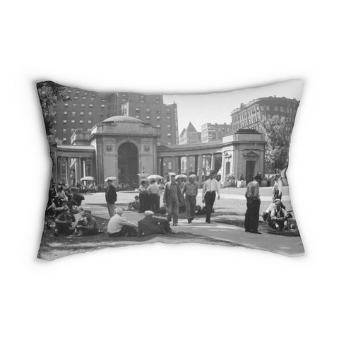 1930s Gateway Park Spun Minneapolis Minnesota Two Scenes Polyester Lumbar Pillow