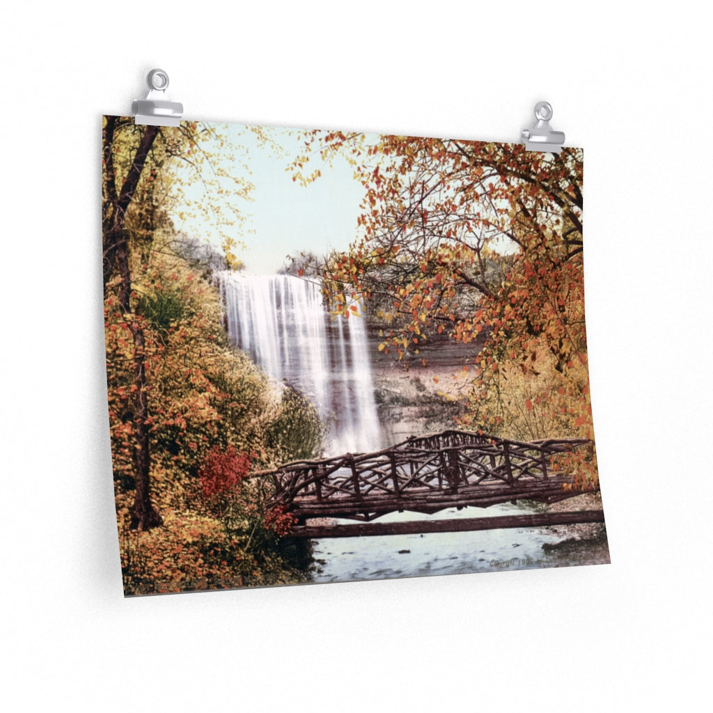 Vintage Minnehaha Falls in Autumn 1901 Premium Matte horizontal posters