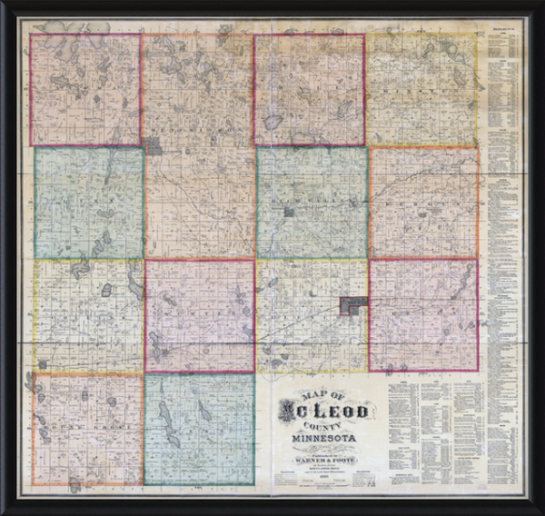 Map of McLeod County Minnesota from 1880 Framed Print