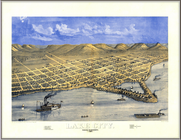 Lake City, Wabasha Co., Minnesota 1867 Framed Print