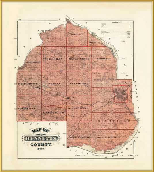 1874 Map of Hennepin County