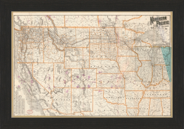 Northern Pacific Route Map 1891 Custom Framed Print