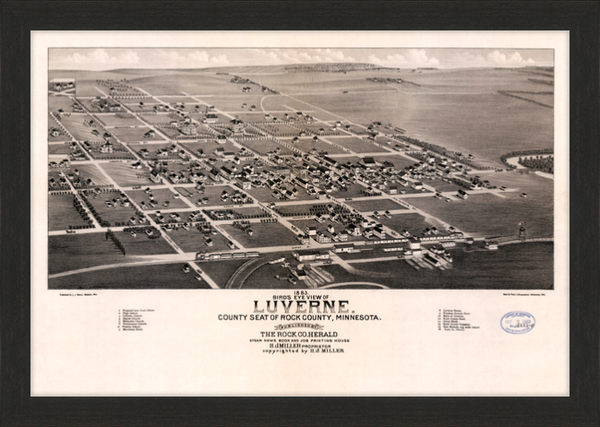 1883 Bird's-eye View of Luverne Minnesota Framed Print