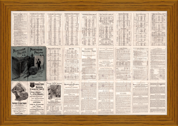 Northern Pacific Railroad Timetable from 1891 Custom Framed Print