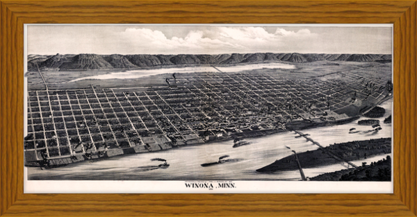 Birds-eye View of Winona Minnesota 1889 Framed Print