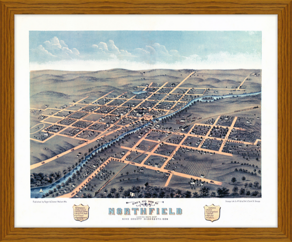 Birds-eye View of Northfield Minnesota 1870 Framed Print
