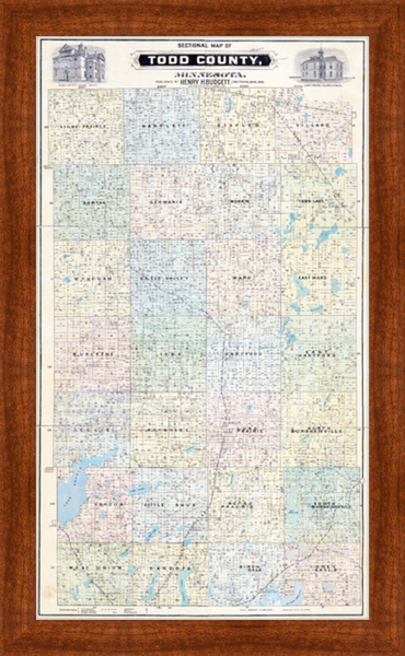 1890 Sectional map of Todd County Framed Print